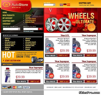 Auto Store - шаблон магазина на osCommerse